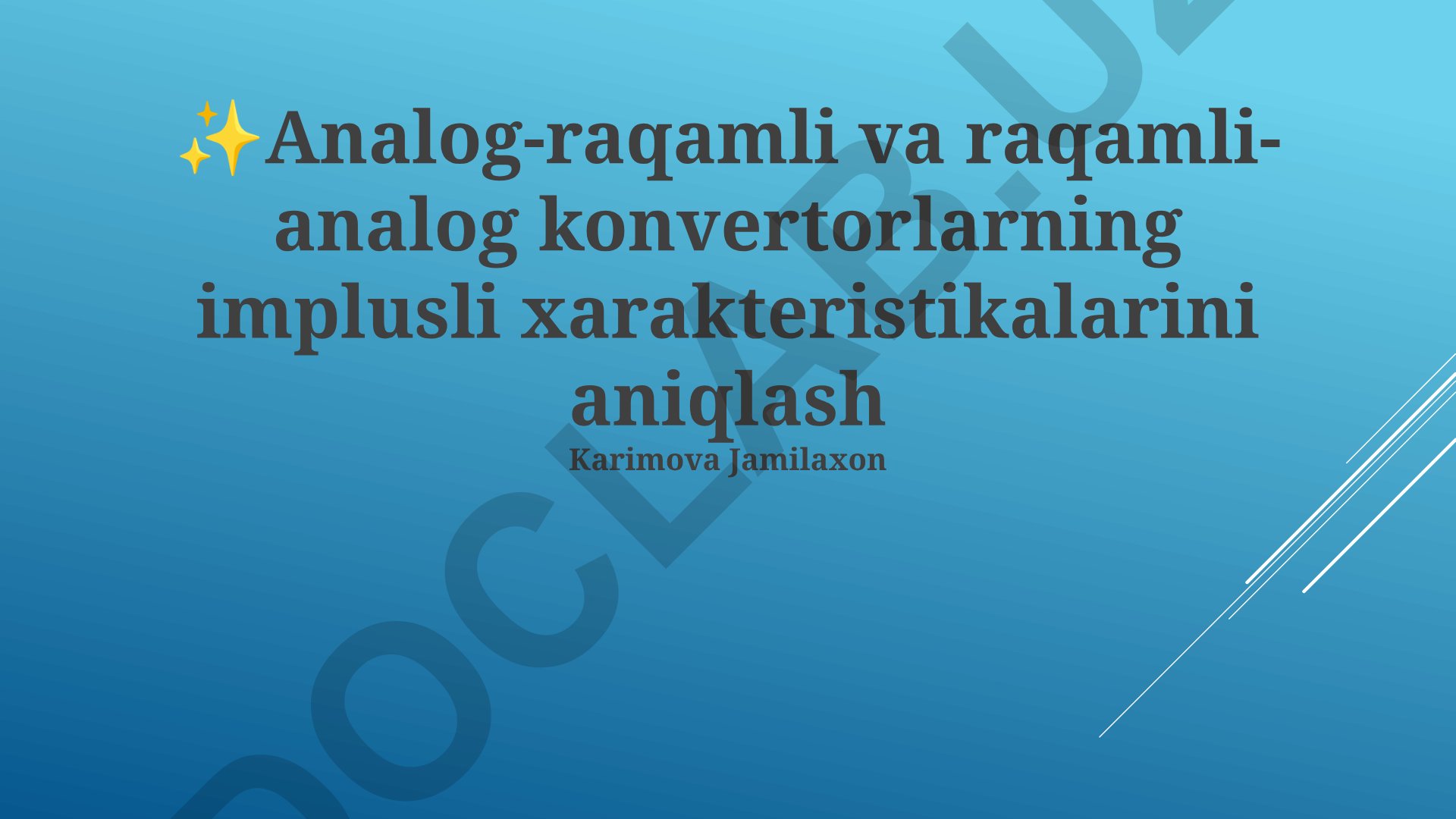 Analog-raqamli va raqamli-analog konvertorlarning impuls xarakteristikalarini aniqlash