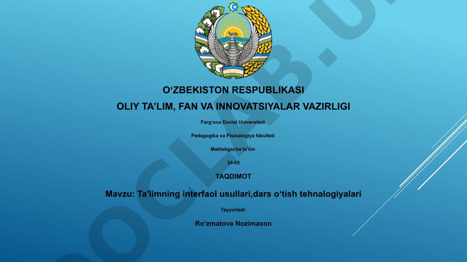 Ta'limning interfaol usullari, dars o'tish texnologiyalari