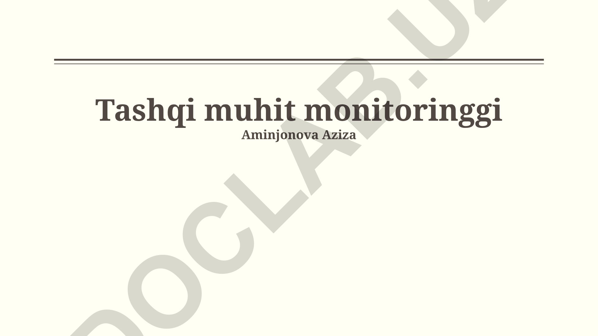 Tashqi muhit monitoringi va omillar tahlili
