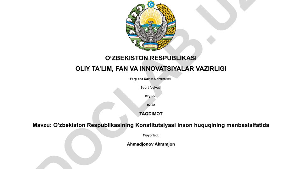O'zbekiston Respublikasining Konstitutsiyasi inson huquqining manbai sifatida