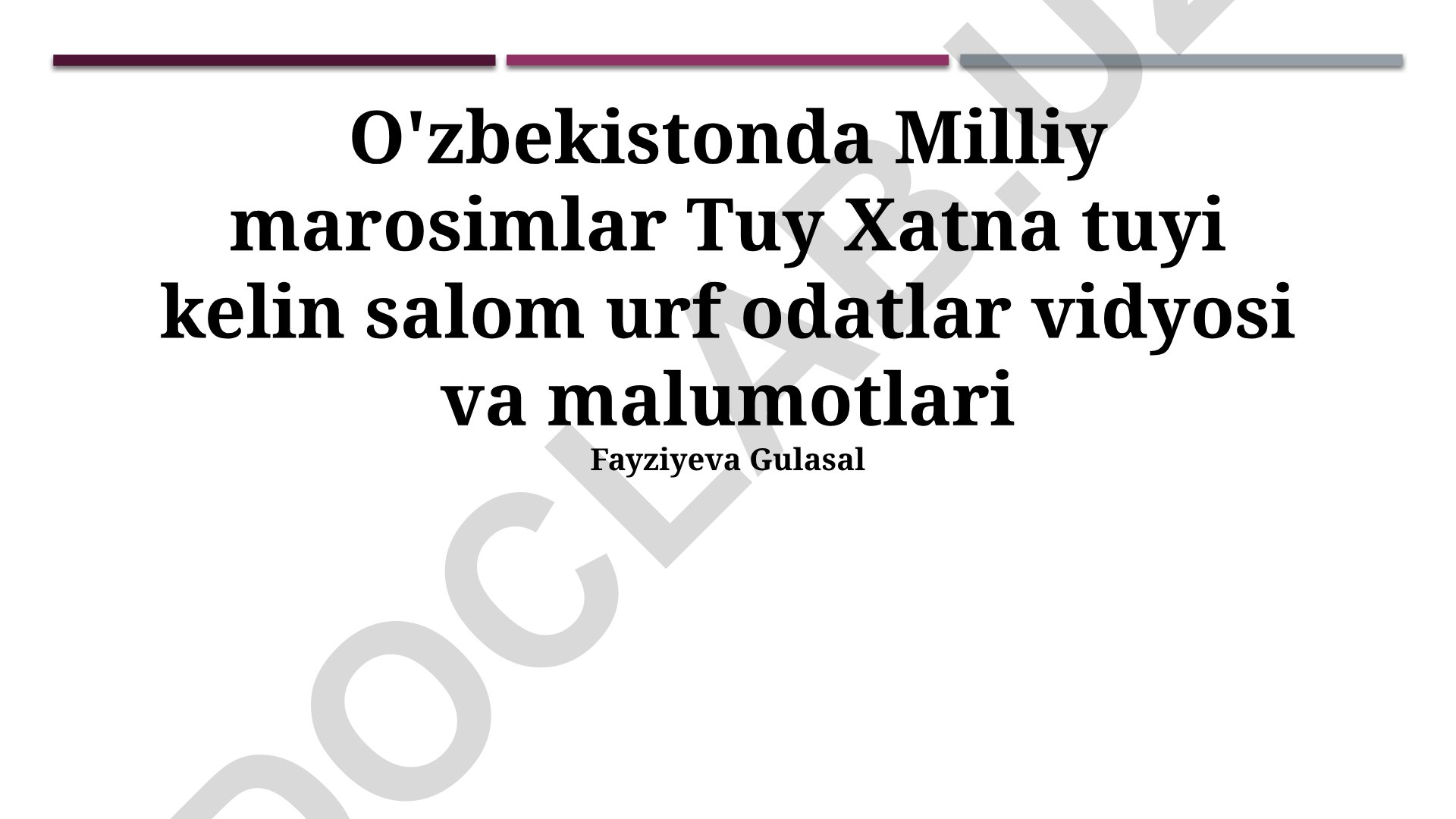 O'zbekistonda milliy marosimlar va urf-odatlar