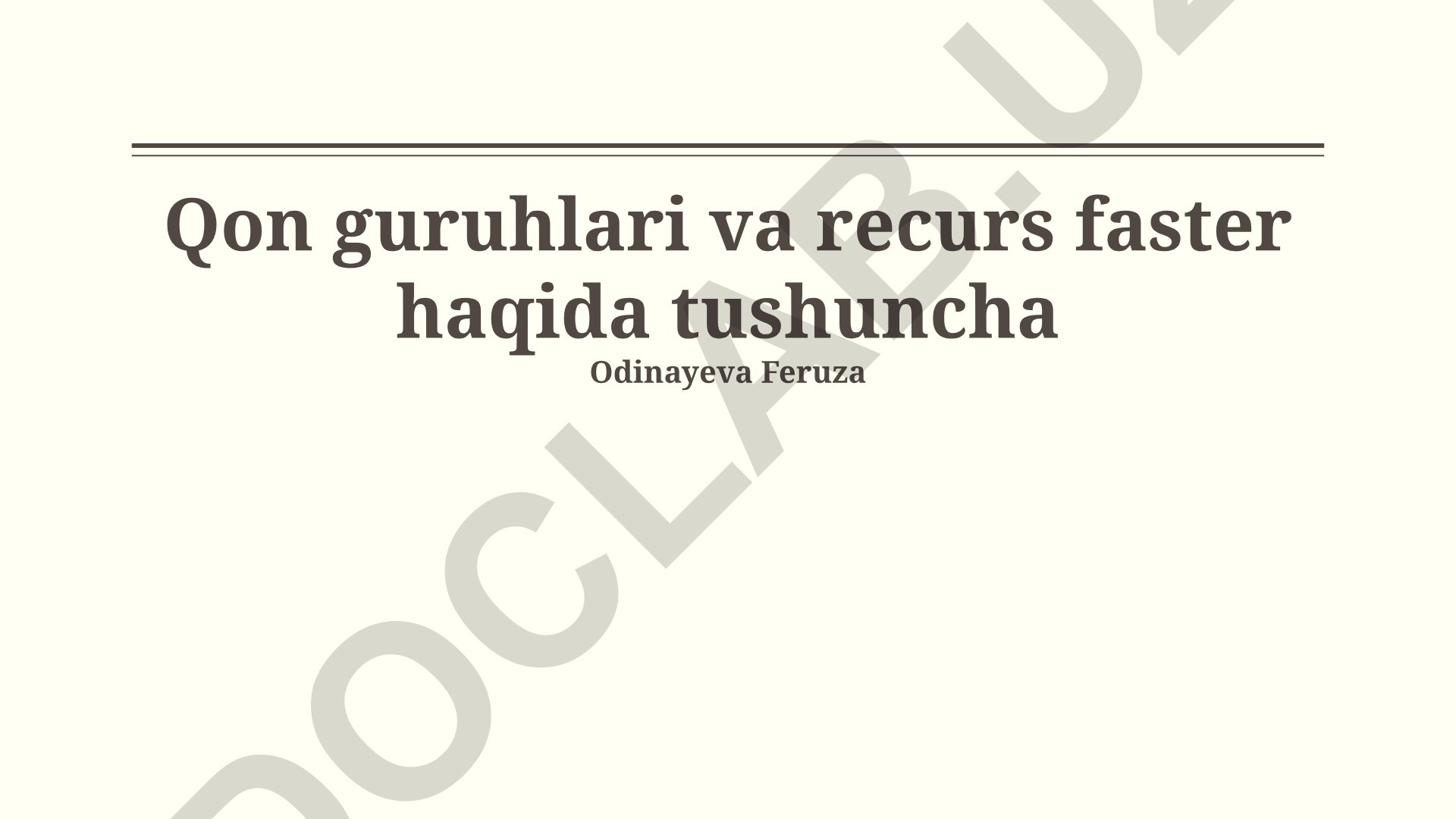 Qon guruhlari va Recurs Faster tushunchasi