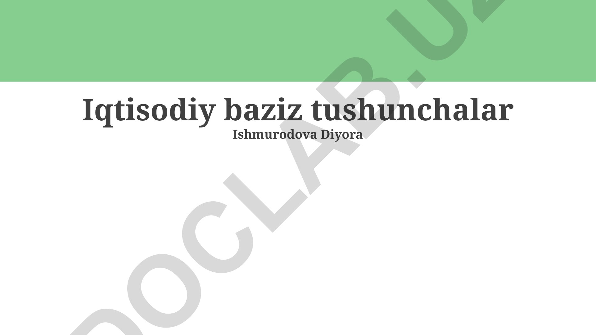 Iqtisodiy baziz tushunchalar va investitsiyalarni jalb qilish