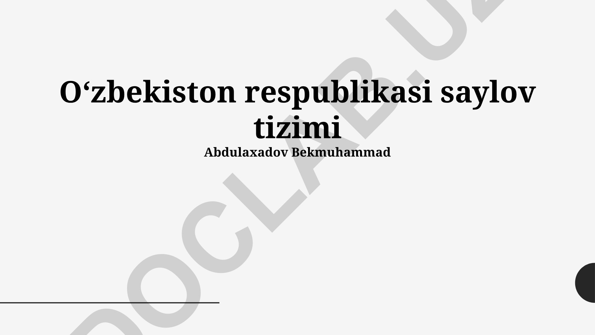 Oʻzbekiston respublikasi saylov tizimi