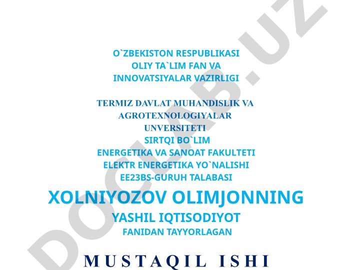 Yashil iqtisodiyot va barqaror rivojlanish