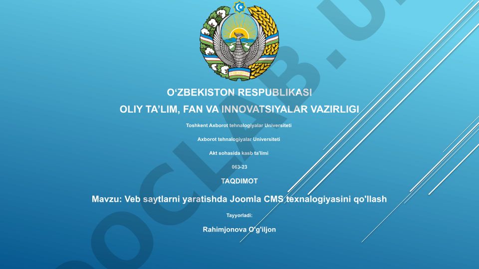 Veb saytlarni yaratishda Joomla CMS texnalogiyasini qo'llash