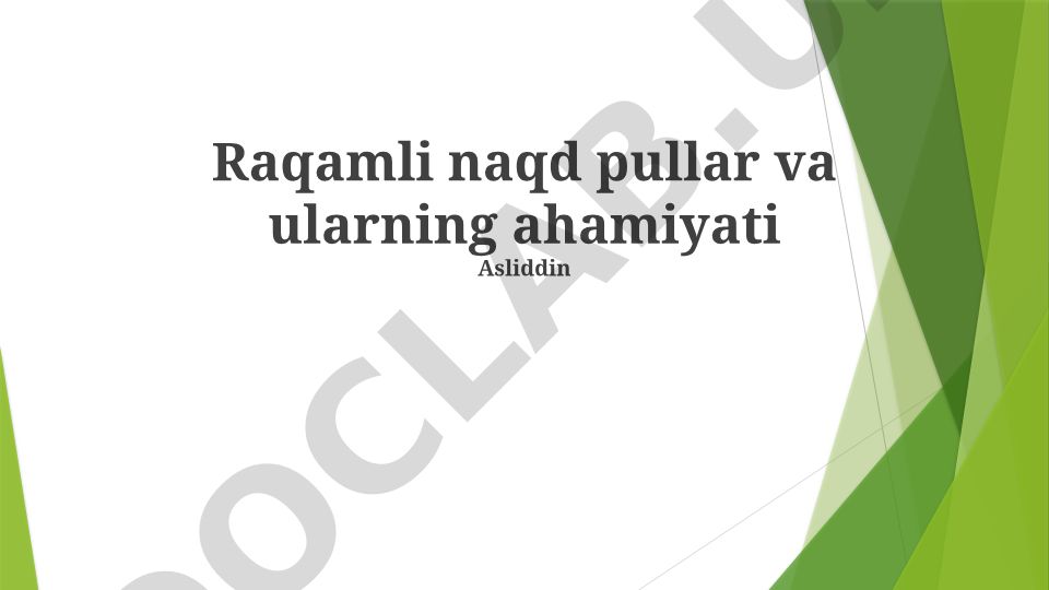 Raqamli naqd pullar va ularning ahamiyati