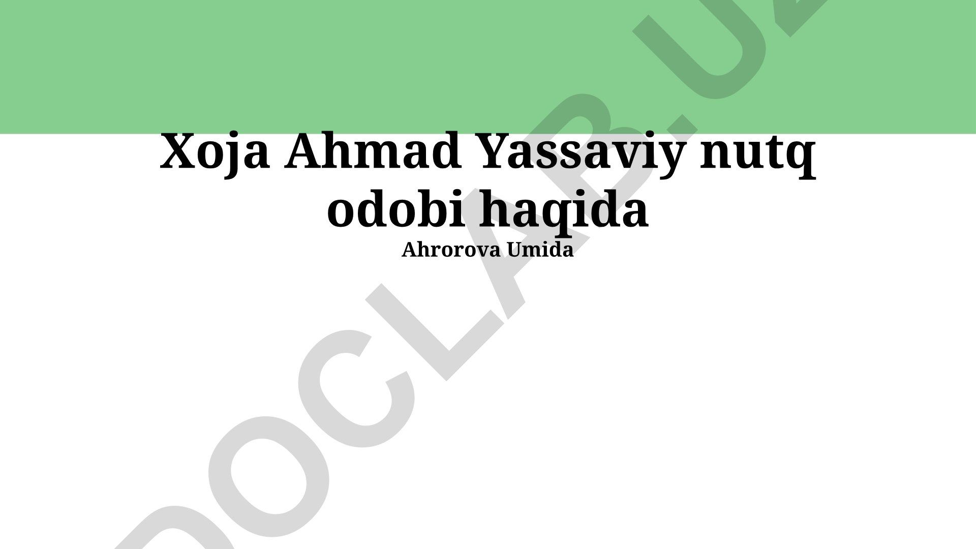 Xoja Ahmad Yassaviy merosi va uning zamonaviy ahamiyati