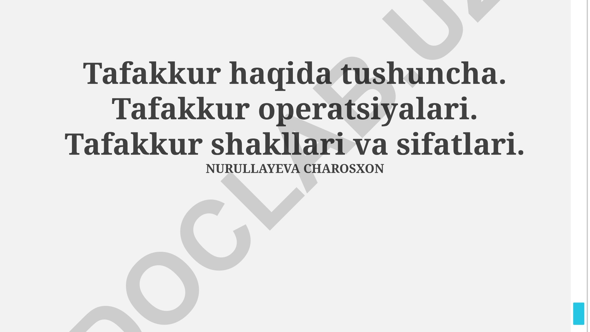 Tafakkur haqida tushuncha, operatsiyalar, shakllar va sifatlari