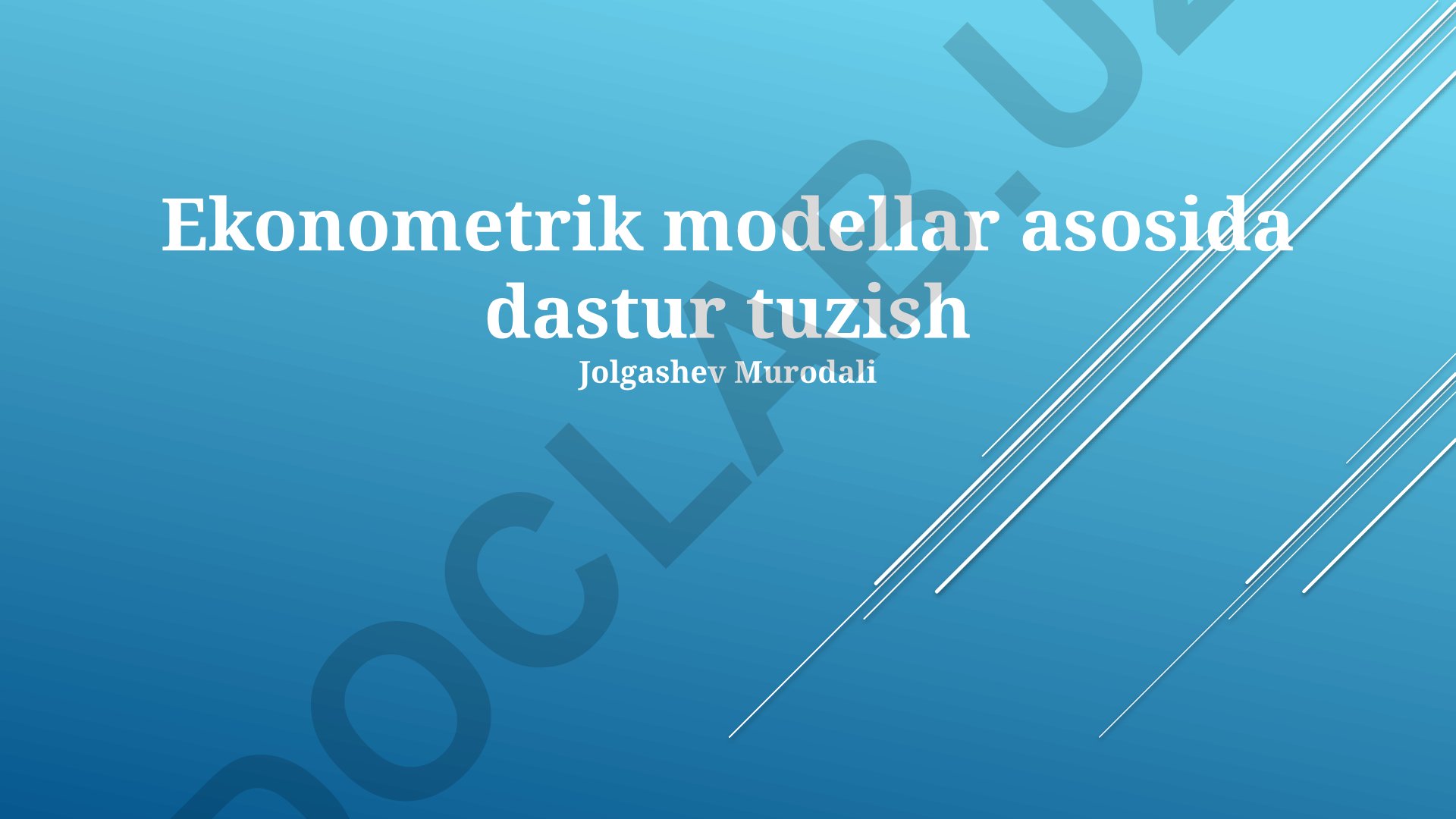 Ekonometrik modellar asosida dastur tuzish