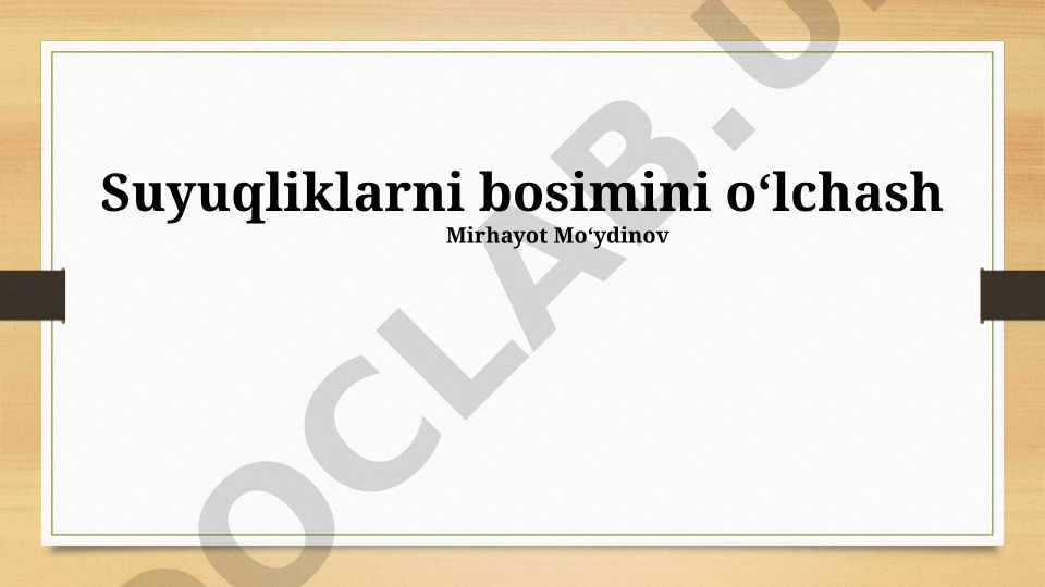 Suyuqliklarni bosimini oʻlchash