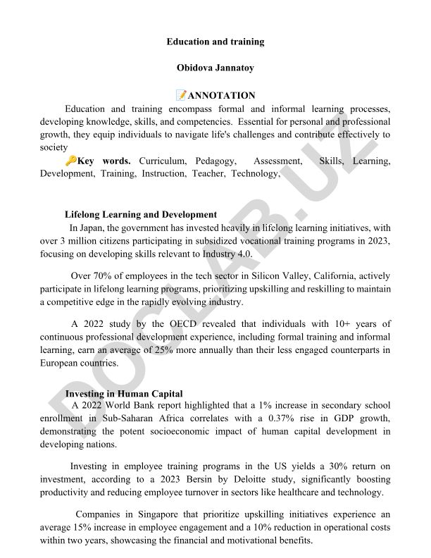 Education and training