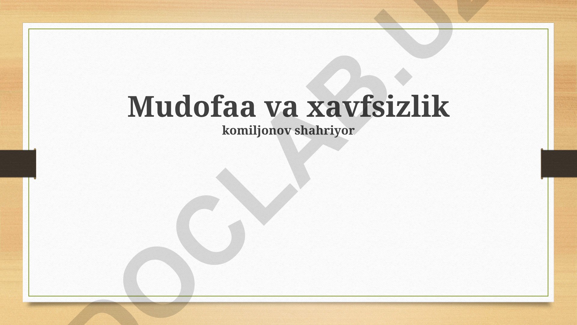 Mudofaa va xavfsizlik strategiyasi, tahdidlar va javob choralari