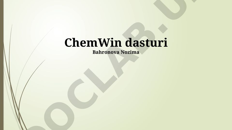 ChemWin dasturiy ta'minotining imkoniyatlari va qo'llanilishi
