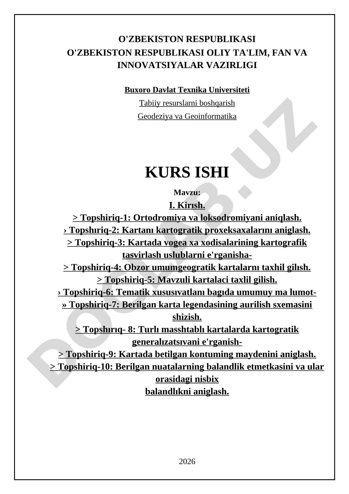 Kartografik asoslar va yo'nalishlar: ortodromiya, loksodromiya, proyeksiyalar, tahlil usullari