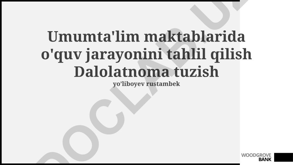 Umumta'lim maktablarida o'quv jarayonini tahlil qilish