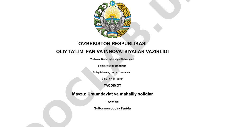 Umumdavlat va mahalliy soliqlar