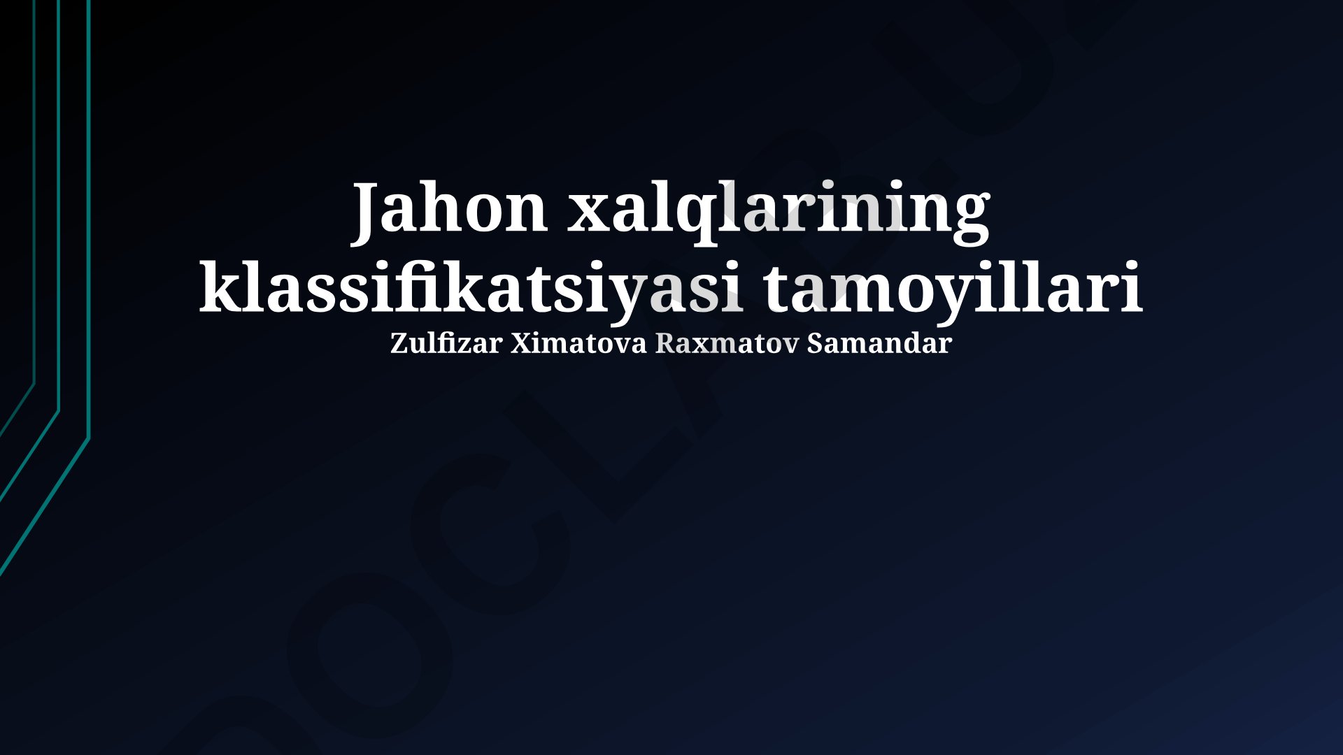 Jahon xalqlarining klassifikatsiyasi tamoyillari