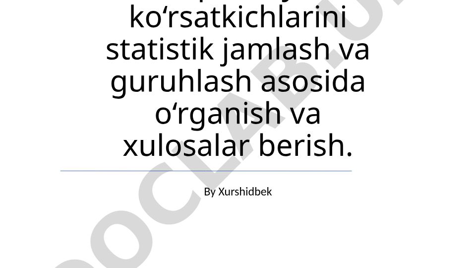 Xizmatlar sohasi iqtisodiy ko'rsatkichlarini statistik tahlil qilish