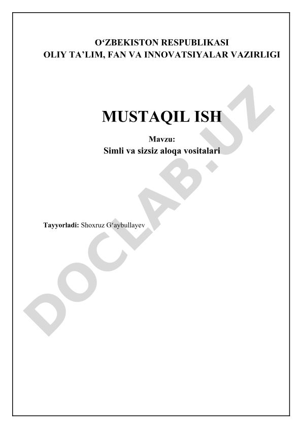 Simli va sizsiz aloqa vositalari