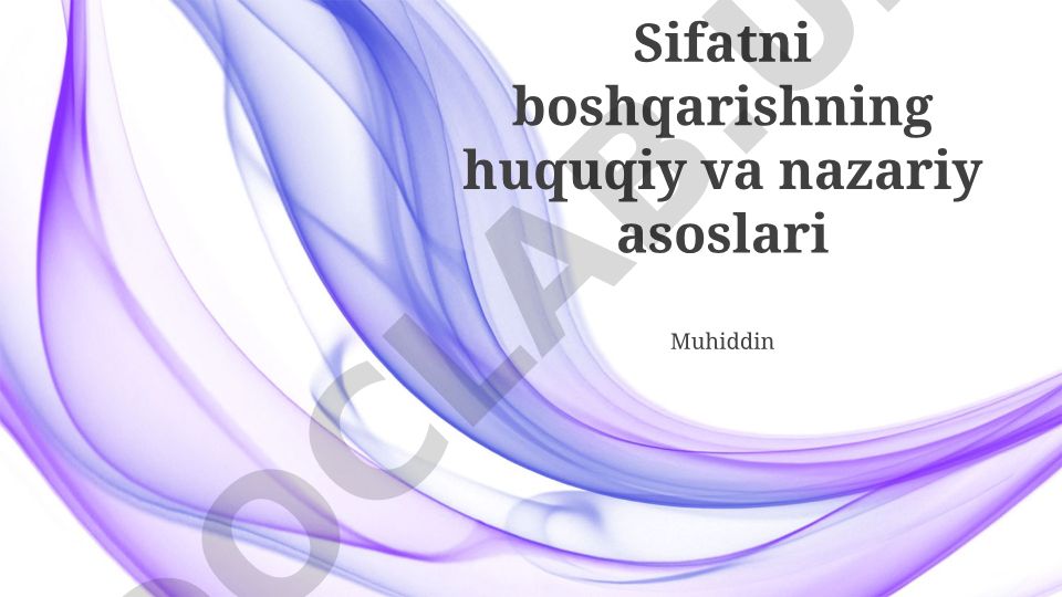 Mulk boshqarishning huquqiy va nazariy asoslari