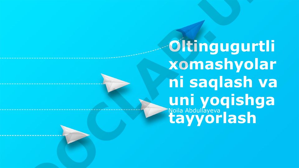 Oltingugurtli xomashyolarni saqlash va yoqishga tayyorlash