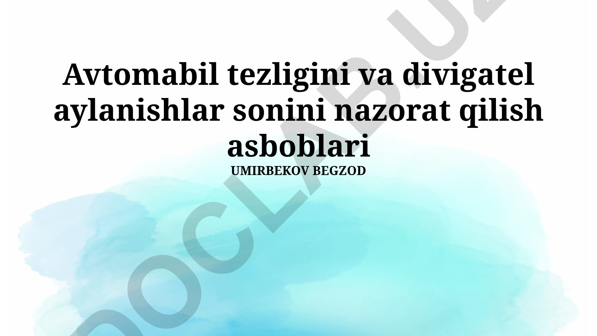 Avtomobil tezligi va dvigatel aylanishlar sonini nazorat qilish asboblari
