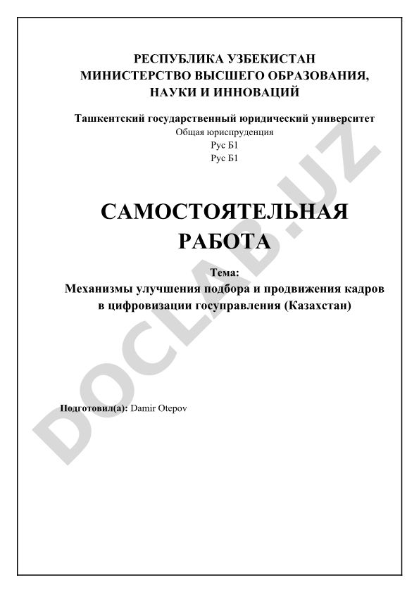 Механизмы улучшения подбора и продвижения кадров в цифровизации госуправления (Казахстан)