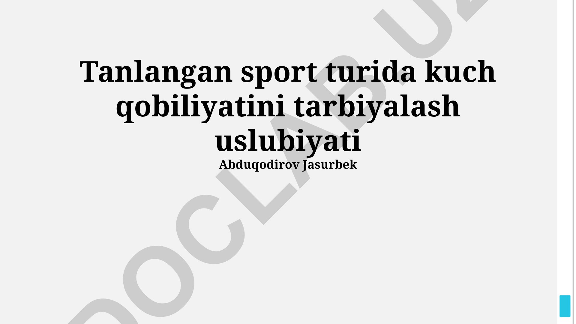 Tanlangan sport turida kuch qobiliyatini tarbiyalash uslubiyati