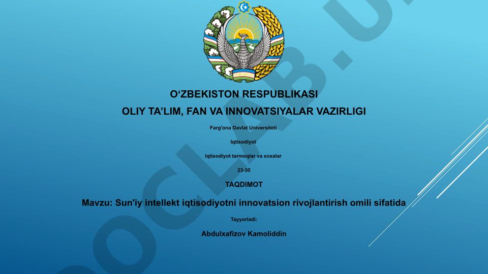 Sun'iy intellekt iqtisodiyotni innovatsion rivojlantirish omili sifatida