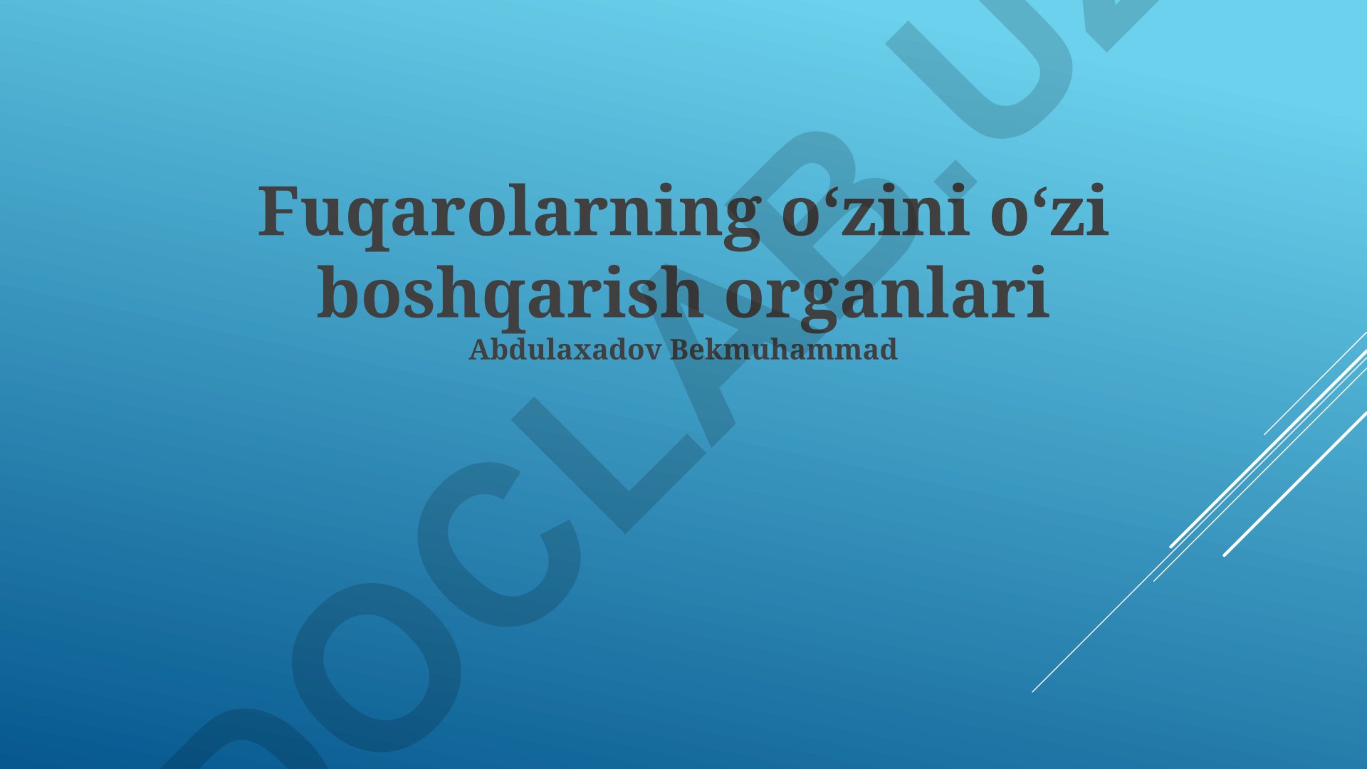 Fuqarolarning oʻzini oʻzi boshqarish organlari va fuqarolik jamiyatining roli