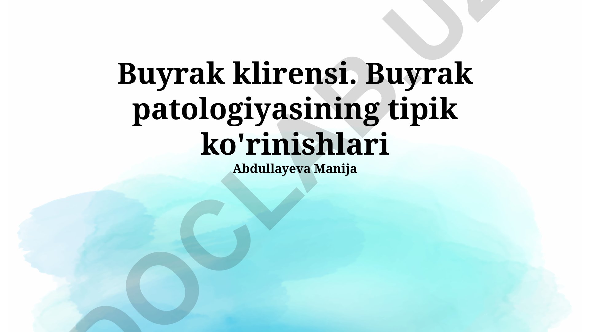 Buyrak patologiyalari va klirensi