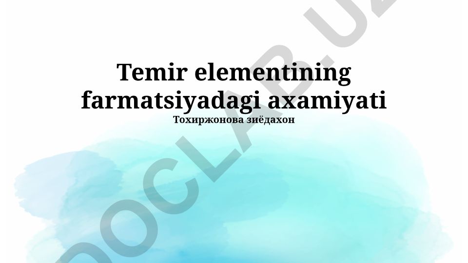 Temir elementining farmatsiyadagi ahamiyati