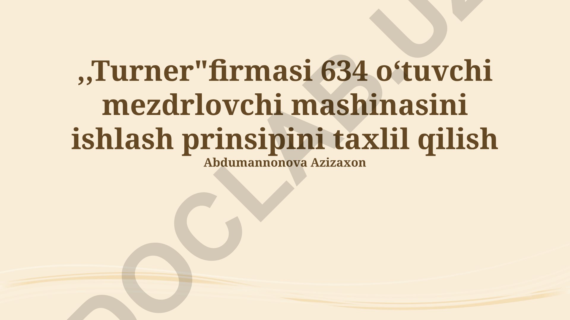 Turner 634 yog'ochga ishlov berish mashinasining ishlash prinsipi va texnik xususiyatlari