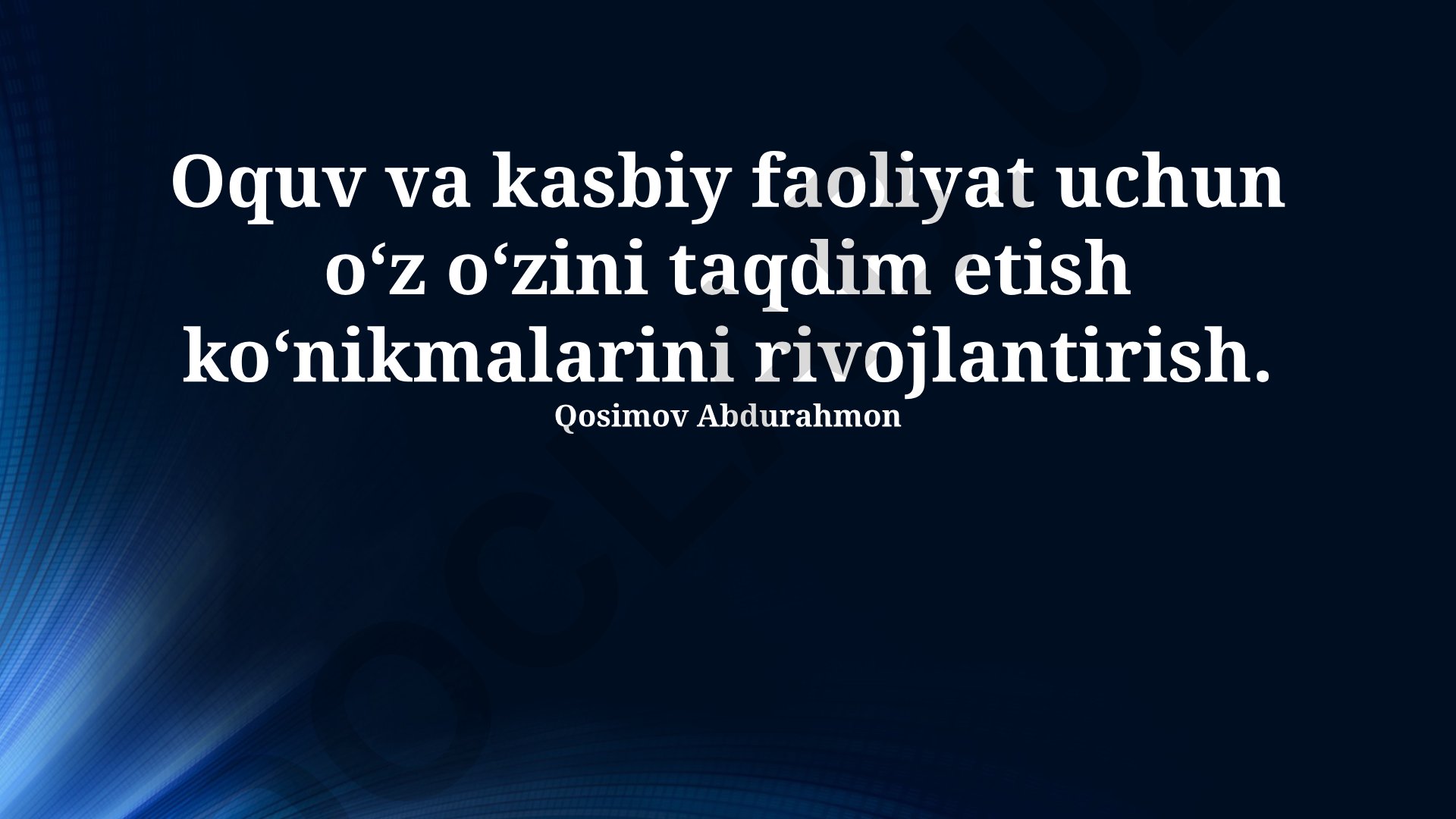 O'z-o'zini taqdim etish ko'nikmalarini rivojlantirish