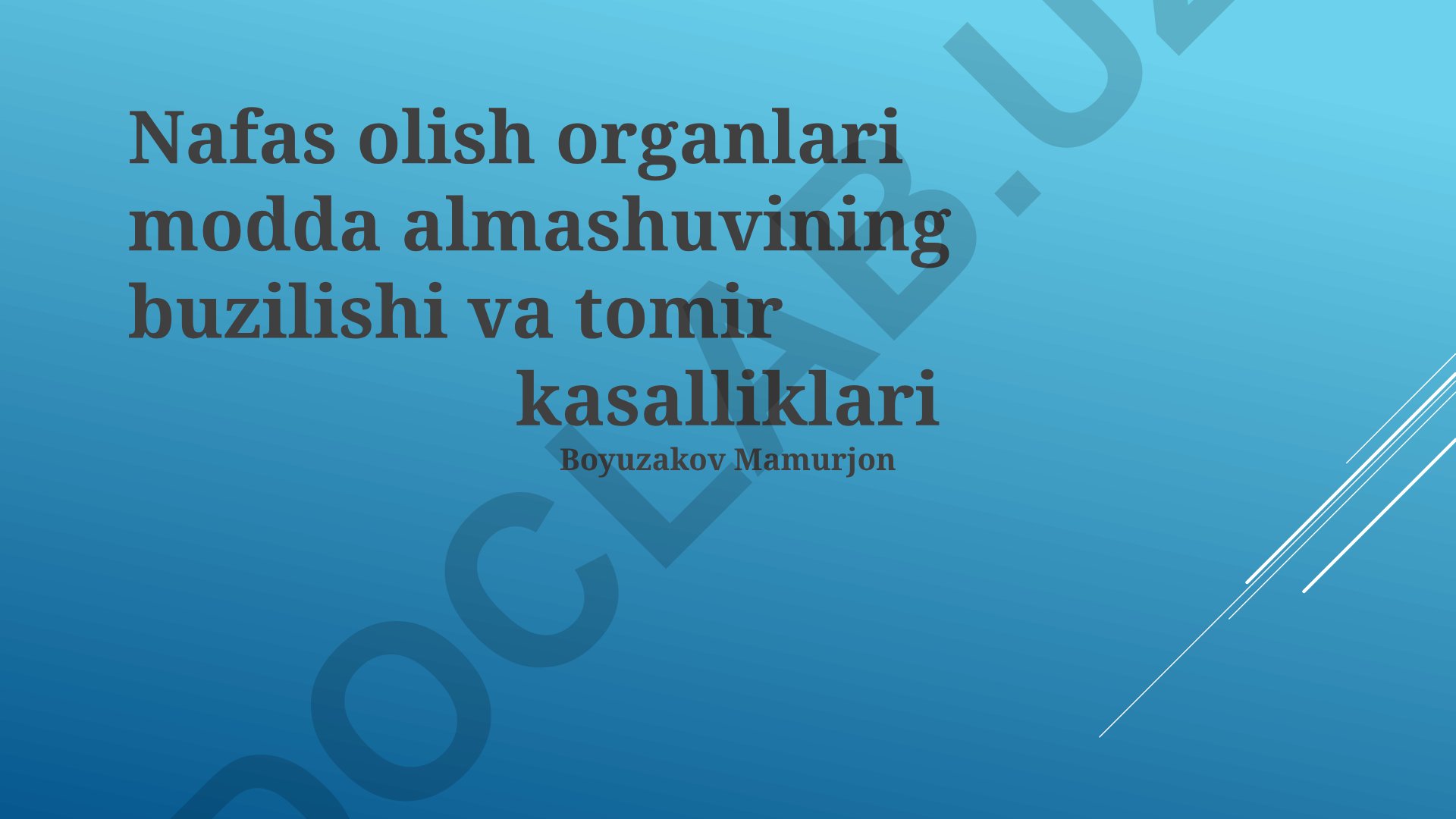 Nafas olish organlari modda almashuvining buzilishi va tomir kasalliklari