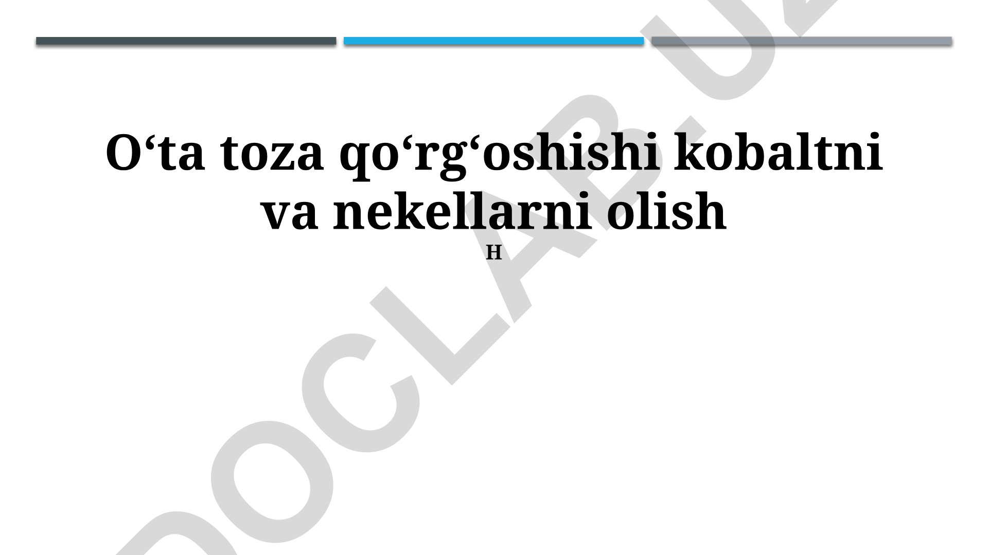 O‘ta toza qo‘rg‘oshin, kobalt va nikel olish jarayonlari
