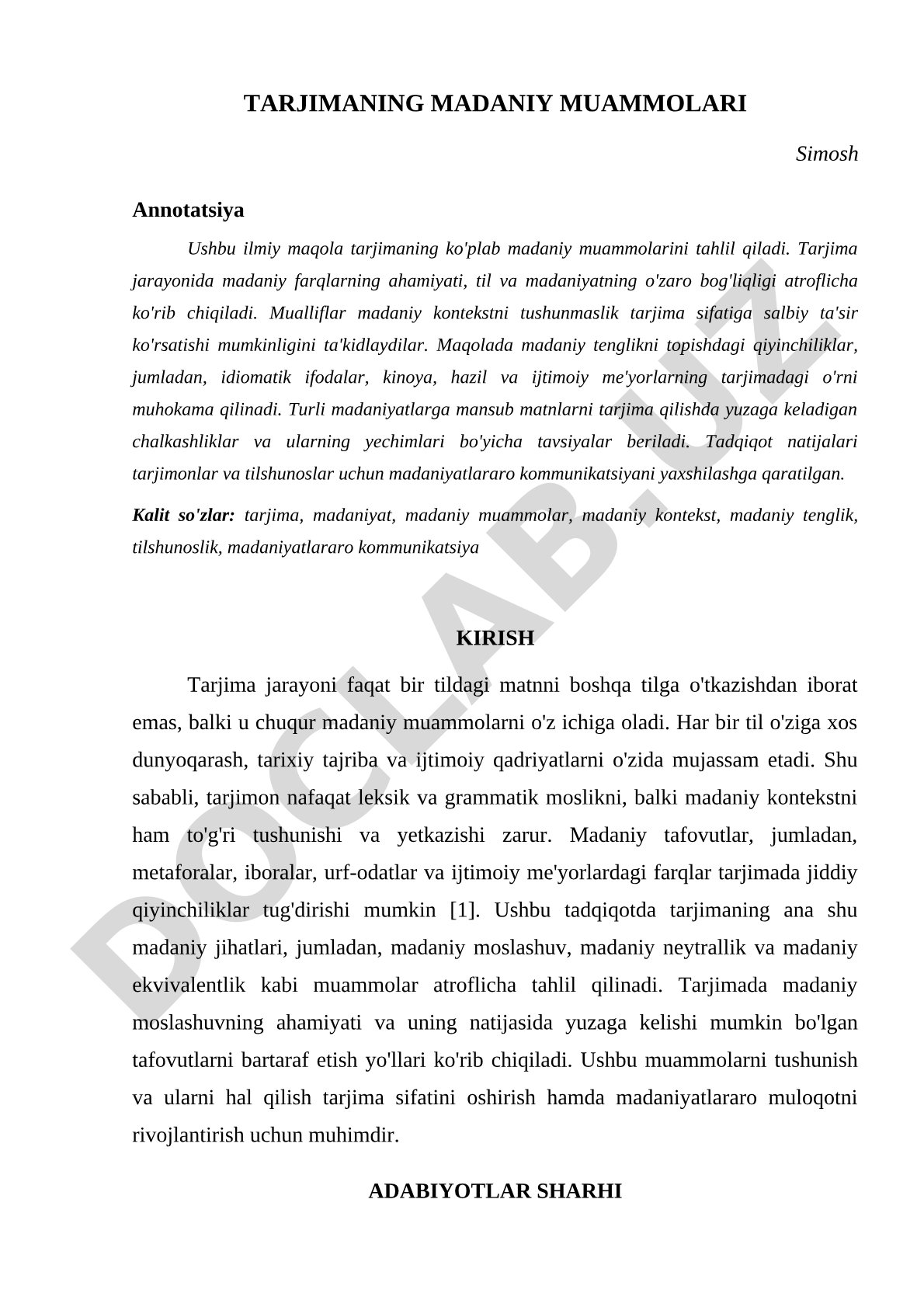 Tarjimaning madaniy muammolari