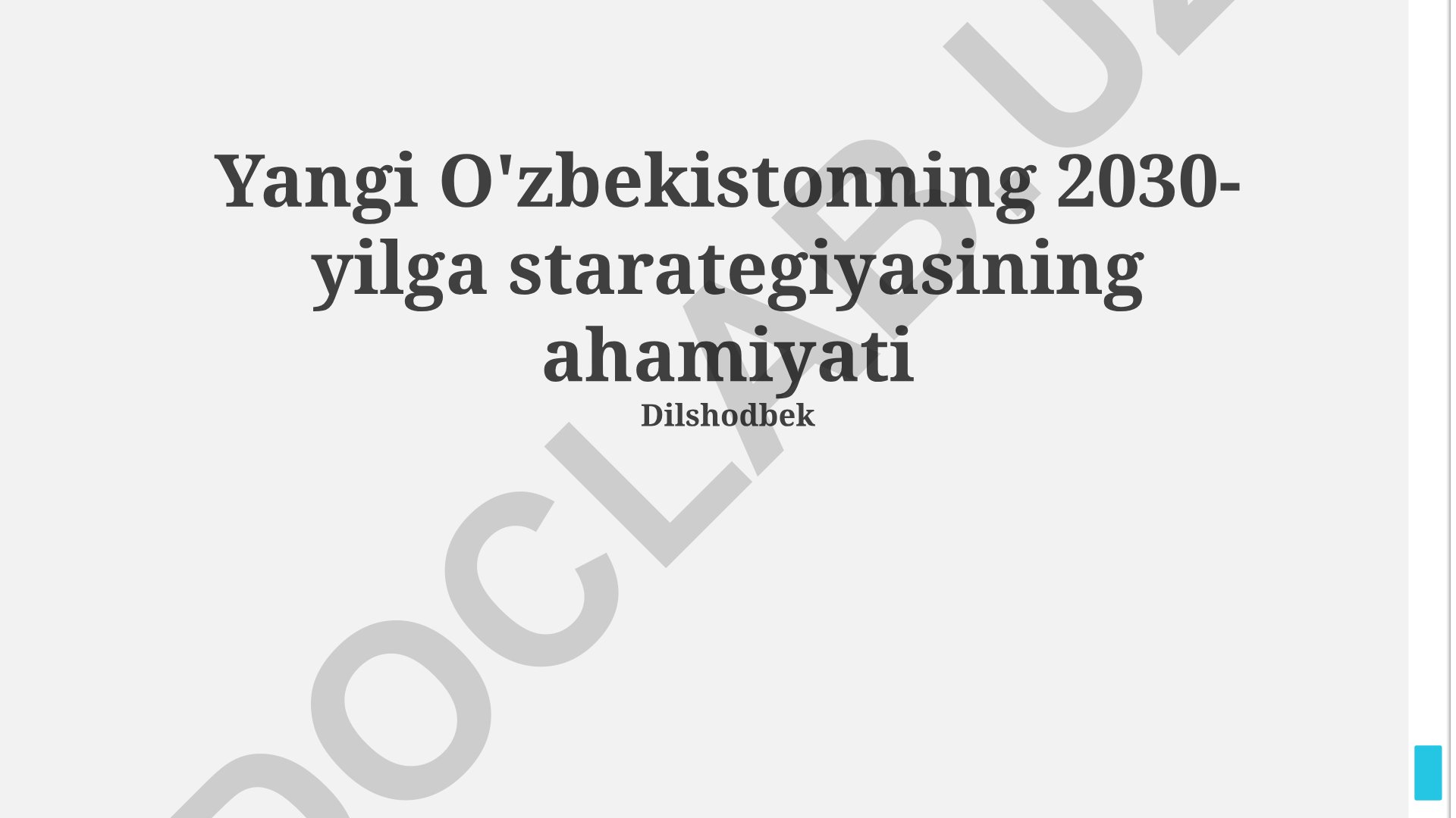 Yangi O'zbekistonning 2030-yilga strategiyasining ahamiyati