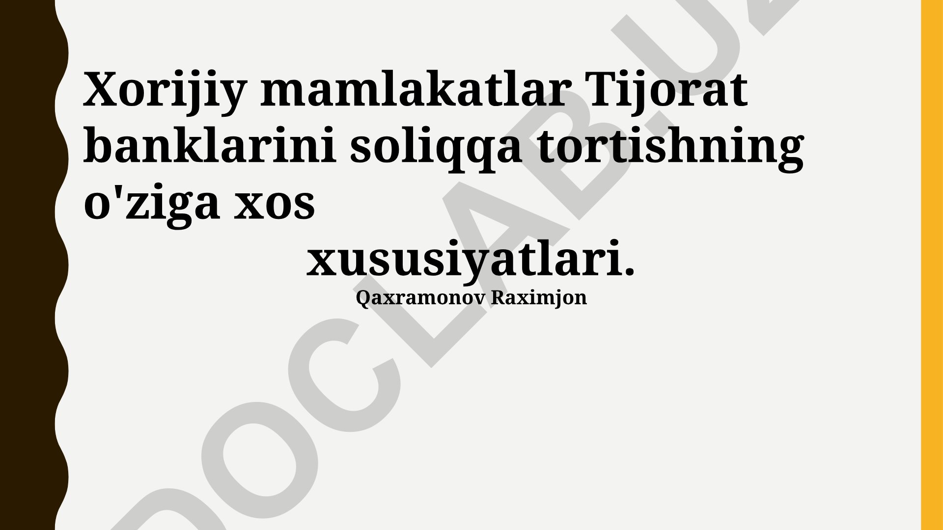 Xorijiy mamlakatlar tijorat banklarini soliqqa tortishning o'ziga xos xususiyatlari