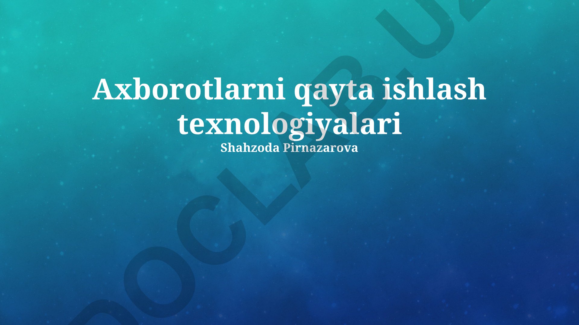 Axborot qayta ishlash texnologiyalarining kelajagi va asoslari