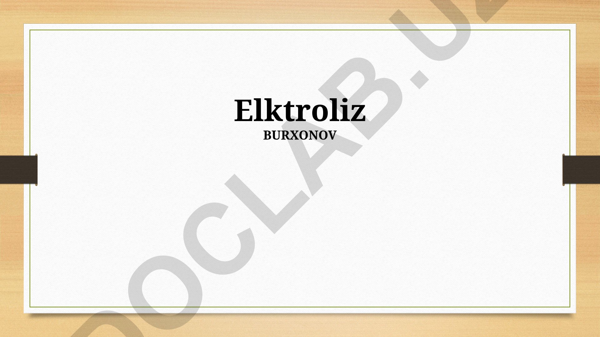 Elektroliz jarayonlari va qoʻllanilishi