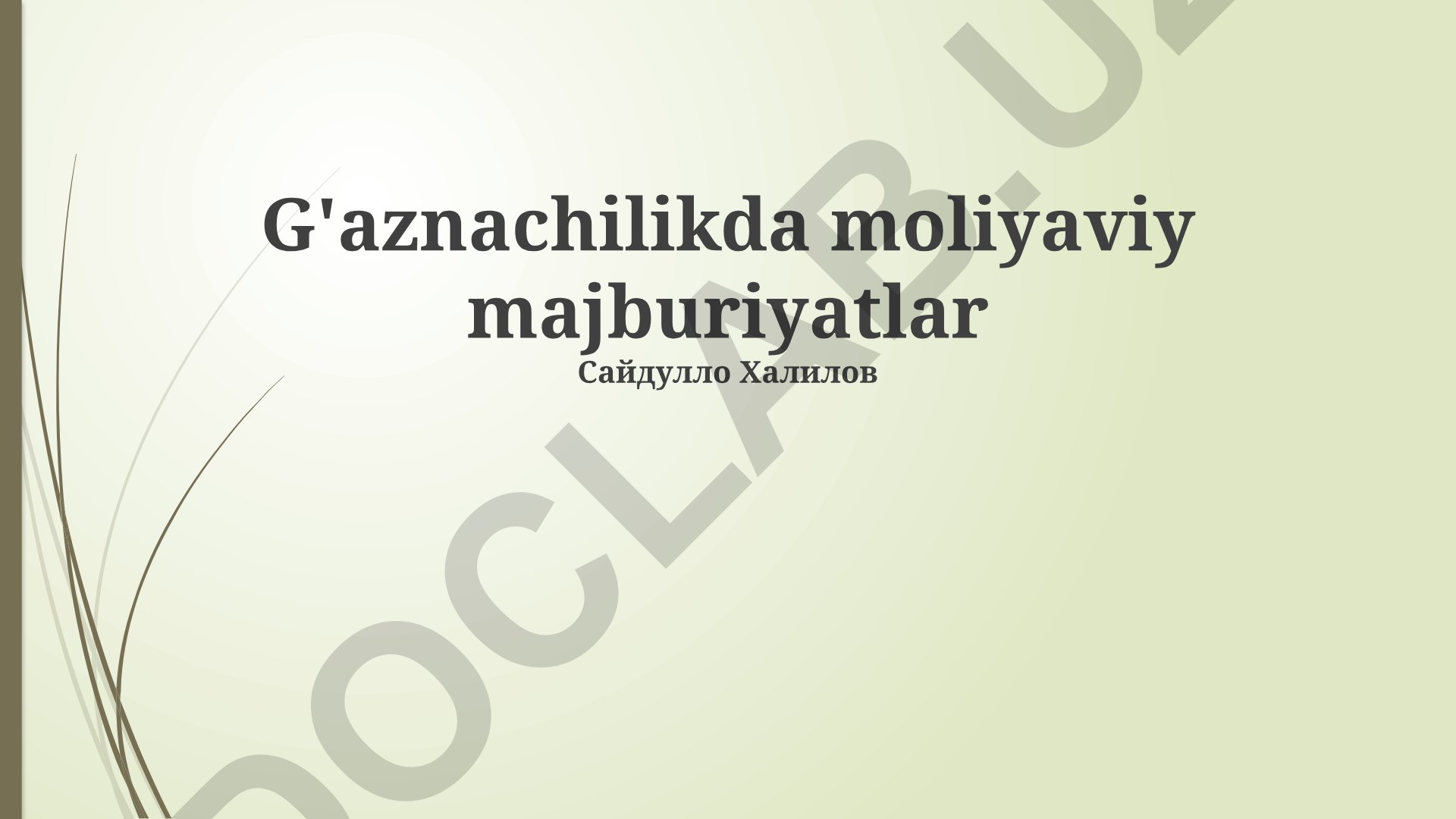 Davlat Xazinasining moliyaviy majburiyatlari va mablag'lar boshqaruvi