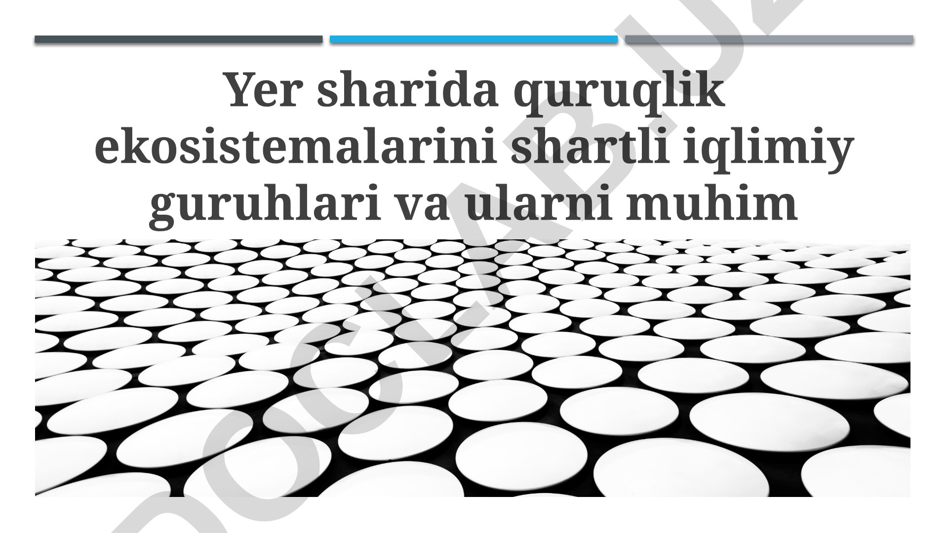 Yer sharida quruqlik ekosistemalarining shartli iqlimiy guruhlari va biotsenozlari
