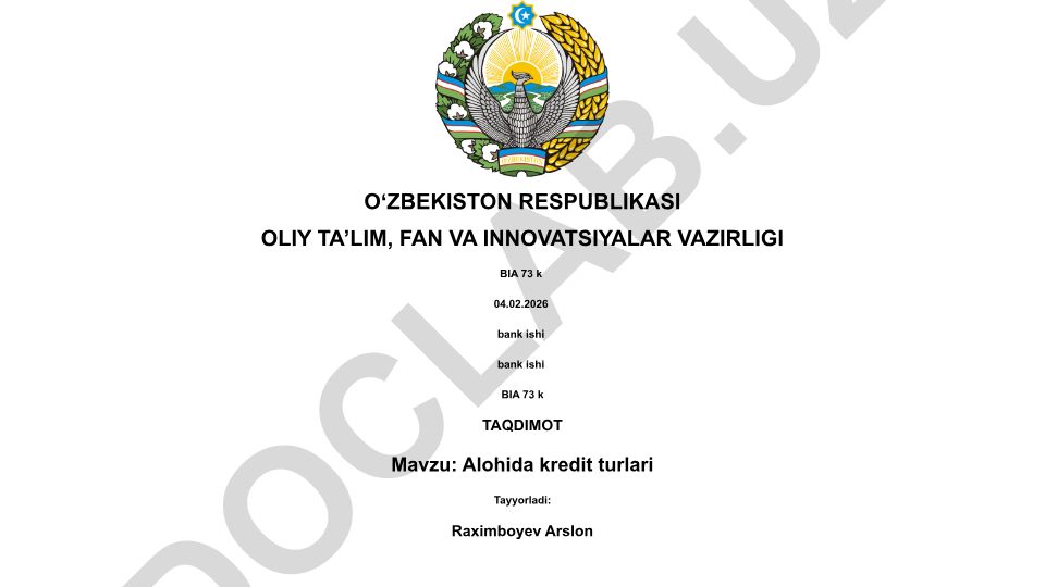 Alohida kredit turlari