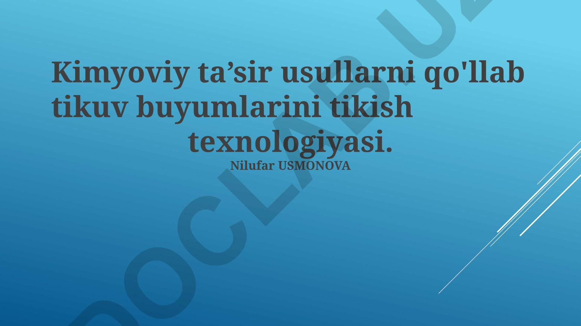 Kimyoviy ta'sir usullari bilan tikuv buyumlarini tikish texnologiyasi