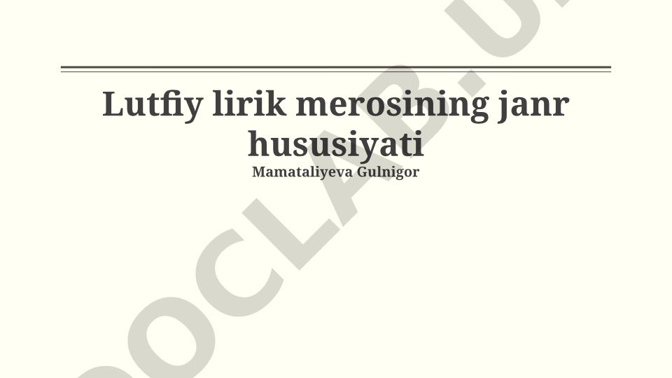 Lutfiy lirik she'riyatining janr xususiyatlari