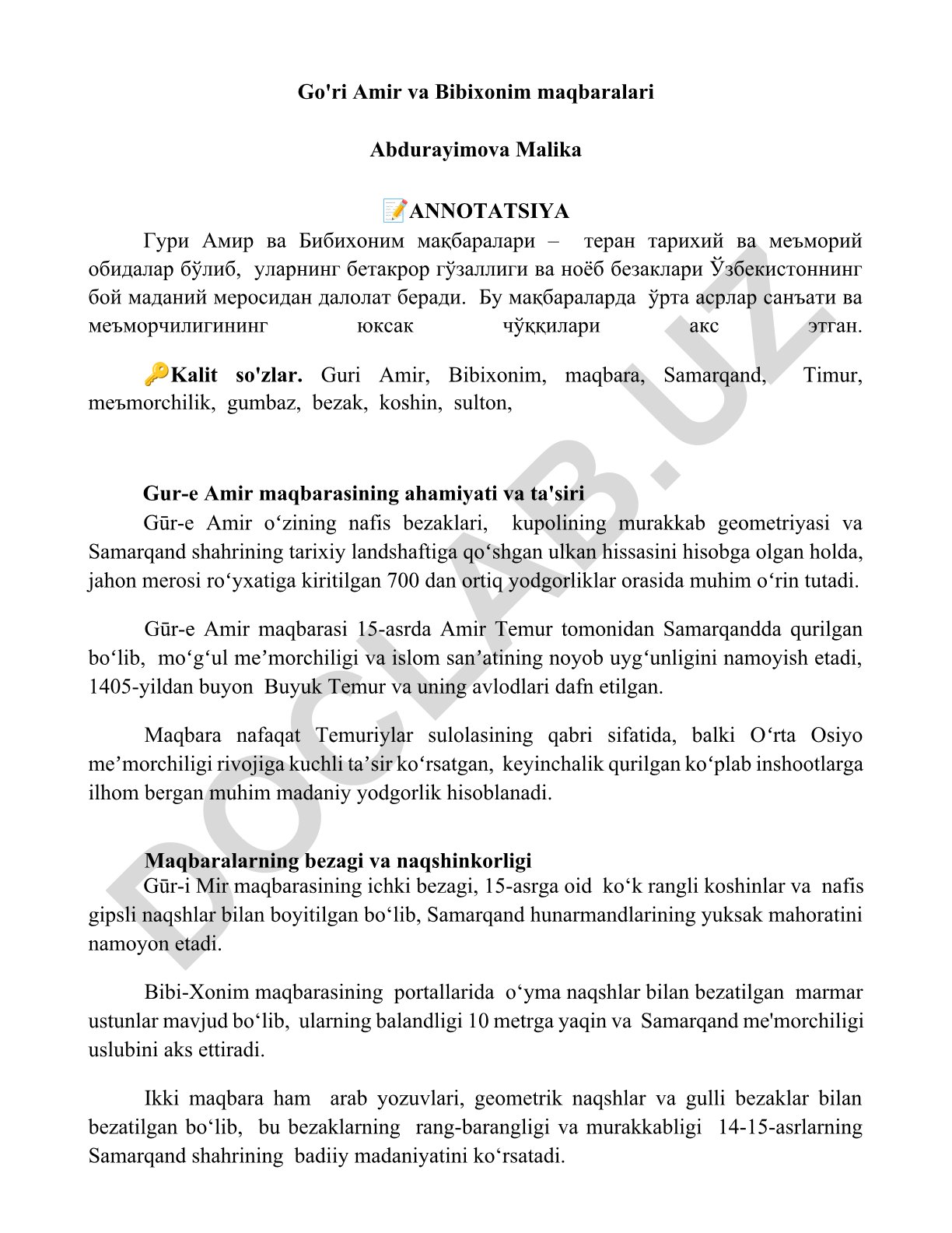 Guri Amir va Bibixonim maqbaralari