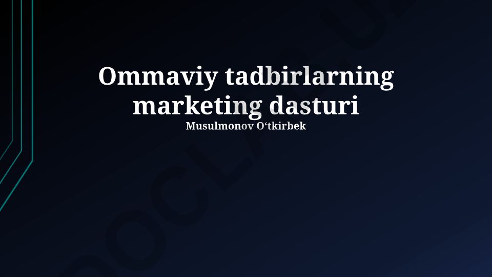 Ommaviy tadbirlar uchun marketing dasturi strategiyasi