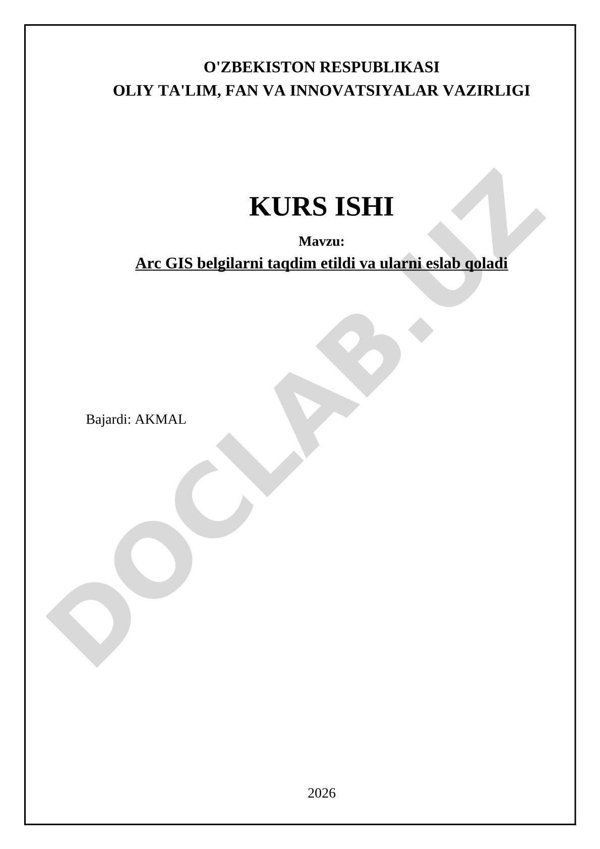 Arc GIS belgilarni taqdim etildi va ularni eslab qoladi